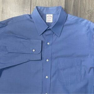 Brooks Brothers Button Up Shirt Men's Size 16 Blue Business Long Sleeve